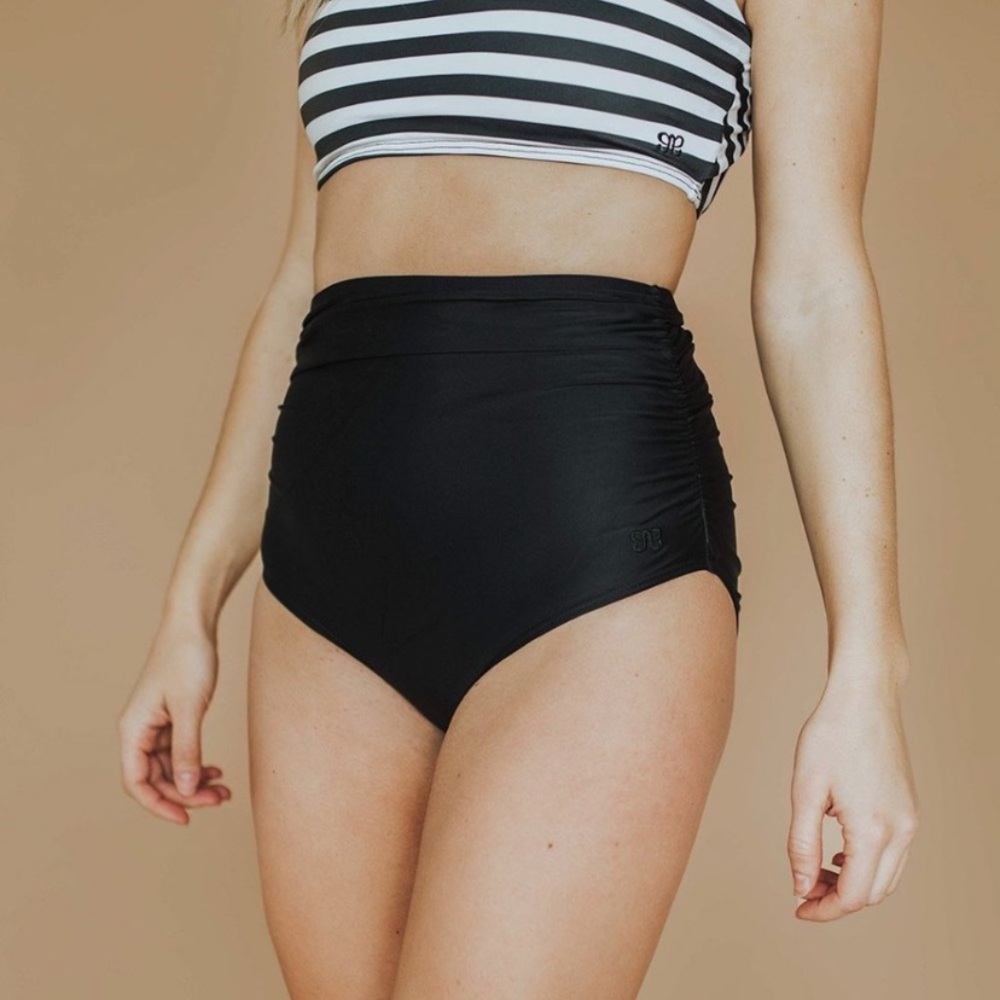 New! Albion Matte Black Ruched High Waist Bottom Size XS